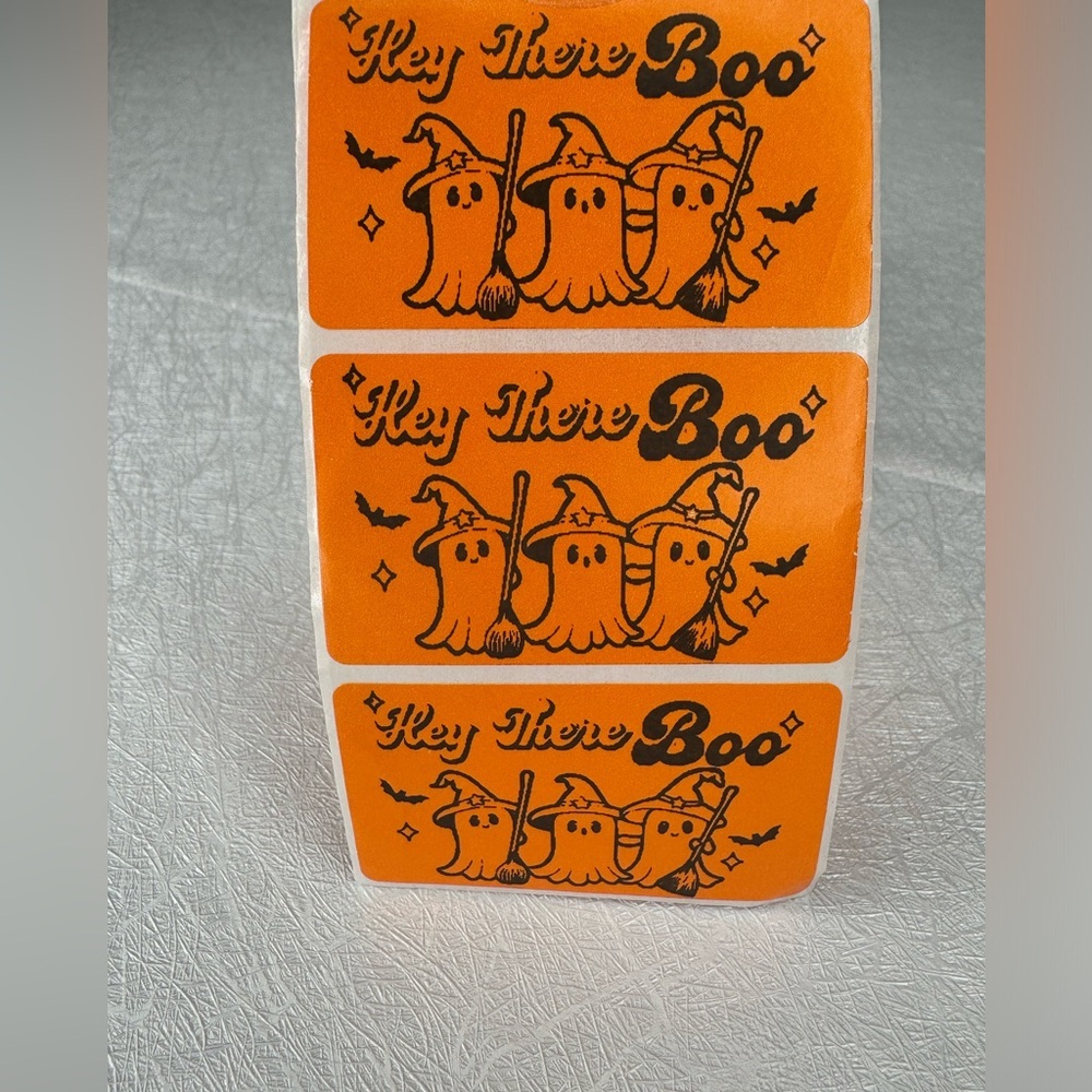 Hey Boo orange Sticker, Ghost Sticker, Halloween Sticker packaging stickers new - Picture 4 of 11